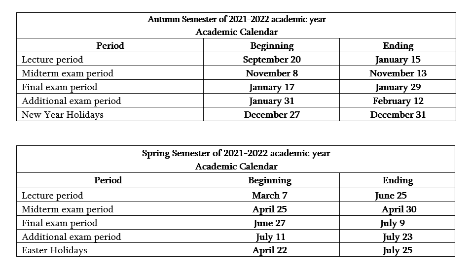 Resurrection University Academic Calendar